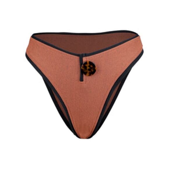 New Same Los Angeles Grace Bikini Bottom Burnt Sienna Black Small High Cut - Picture 2 of 9